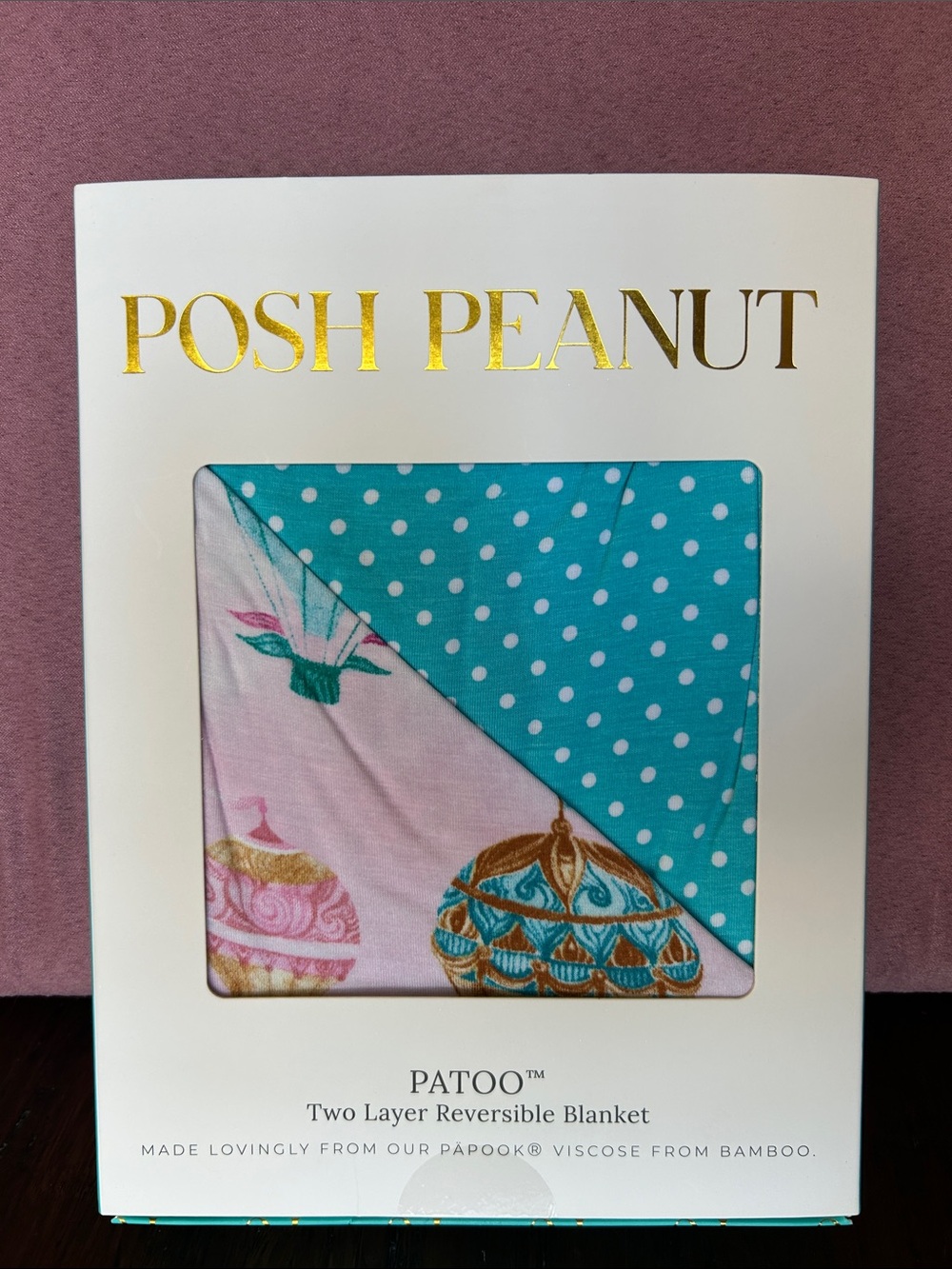 NWT Gemma - Posh Peanut Teal Polka Dot & Pink Decorative Reversible Baby Blanket